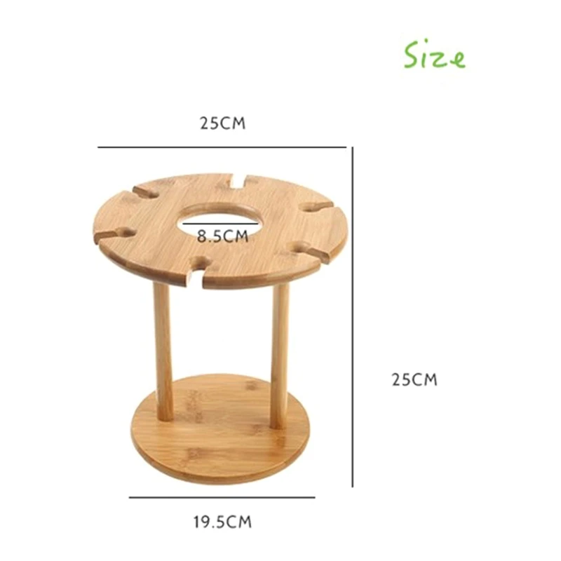 ABKY-Wine Glass Rack Freestanding Stemware Storage Rack Natural Bamboo Wooden Wine Storage Glasses Tabletop Wine Glass Holder