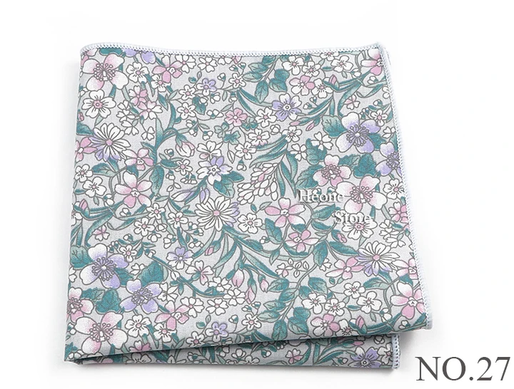 Neue schöne Blumen druck Hankerchief Baumwolle rosa blau lila Taschen tücher für Männer Hochzeits feier täglich tragen Accessoires Geschenk – Detail 28