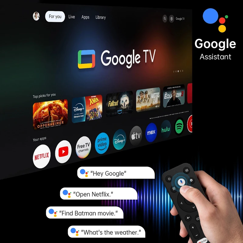 CAIWEI S7+ Google TV Projector movies 4k Full HD 1080P Android 14 2000 ANSI Video Home Theater Smart Projectors Dolby