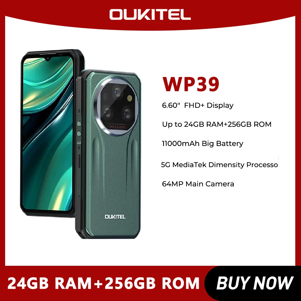 頑丈なスマートフォン,5g,24GB, 6GB, 18 GB,Oukitel-WP39 GB