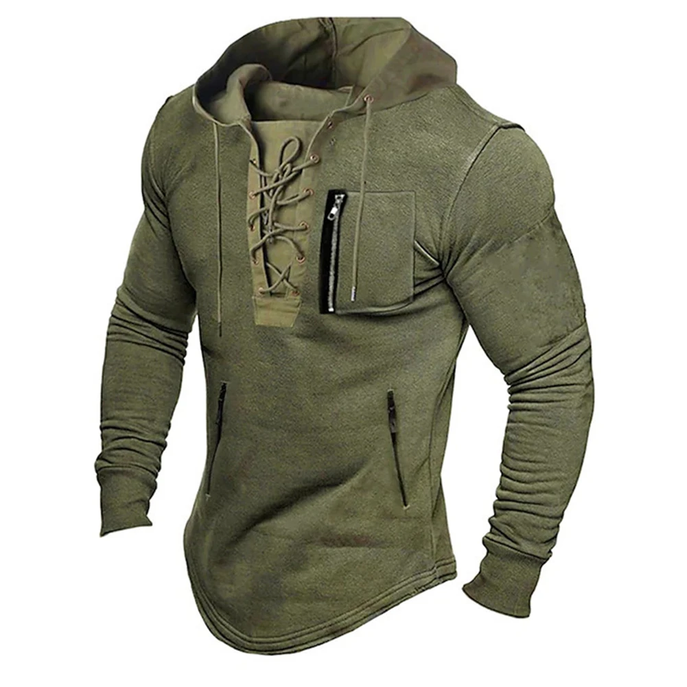 

Classic Men's Hooded Sweatshirt Vintage Style Pullover Military Design Comfortable Cotton Blend Suitable for Daily Wear