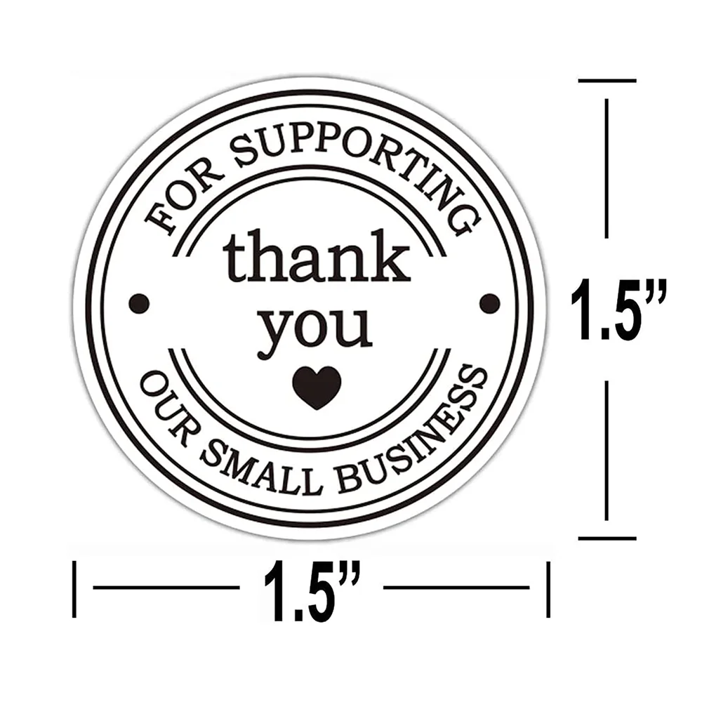 

1.5" Round Labels Printed Thank You for Supporting Our Small Business Stickers with Hearts 500 Pcs Per Roll
