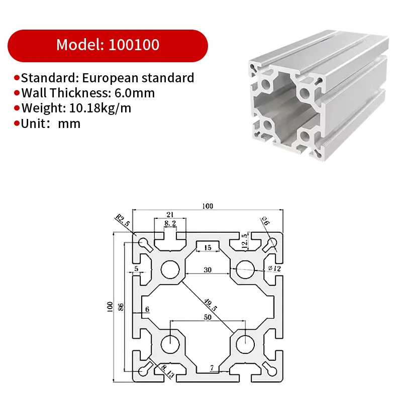 Industrielles Aluminiumprofil, europäischer Standard, 40er-Serie/80-Serie/100-Serie, automatisches Montagelinieprofil – Detail 20