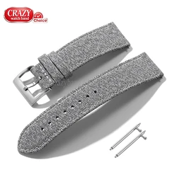 Enhanced Sailcloth Leather Watch Band, Quick Release, Waterproof, Black, 20mm & 22mm - 22mm (Grey)