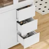 71" Large Bookcase with Glass Display Cabinet and 3 Tier Wide Book Shelves, Tall Bookshelf with 3 Storage Drawers,China Cabinet 5