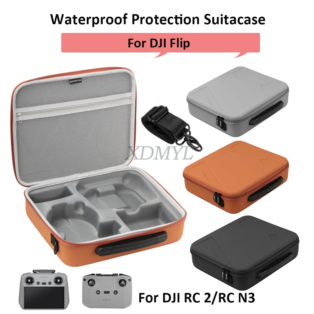 Sunnylife Storage Bag For DJI Flip RC 2/RC N3 Hard Suitacase Carrying Case Waterproof Handbag Protection Box Drone Accessories