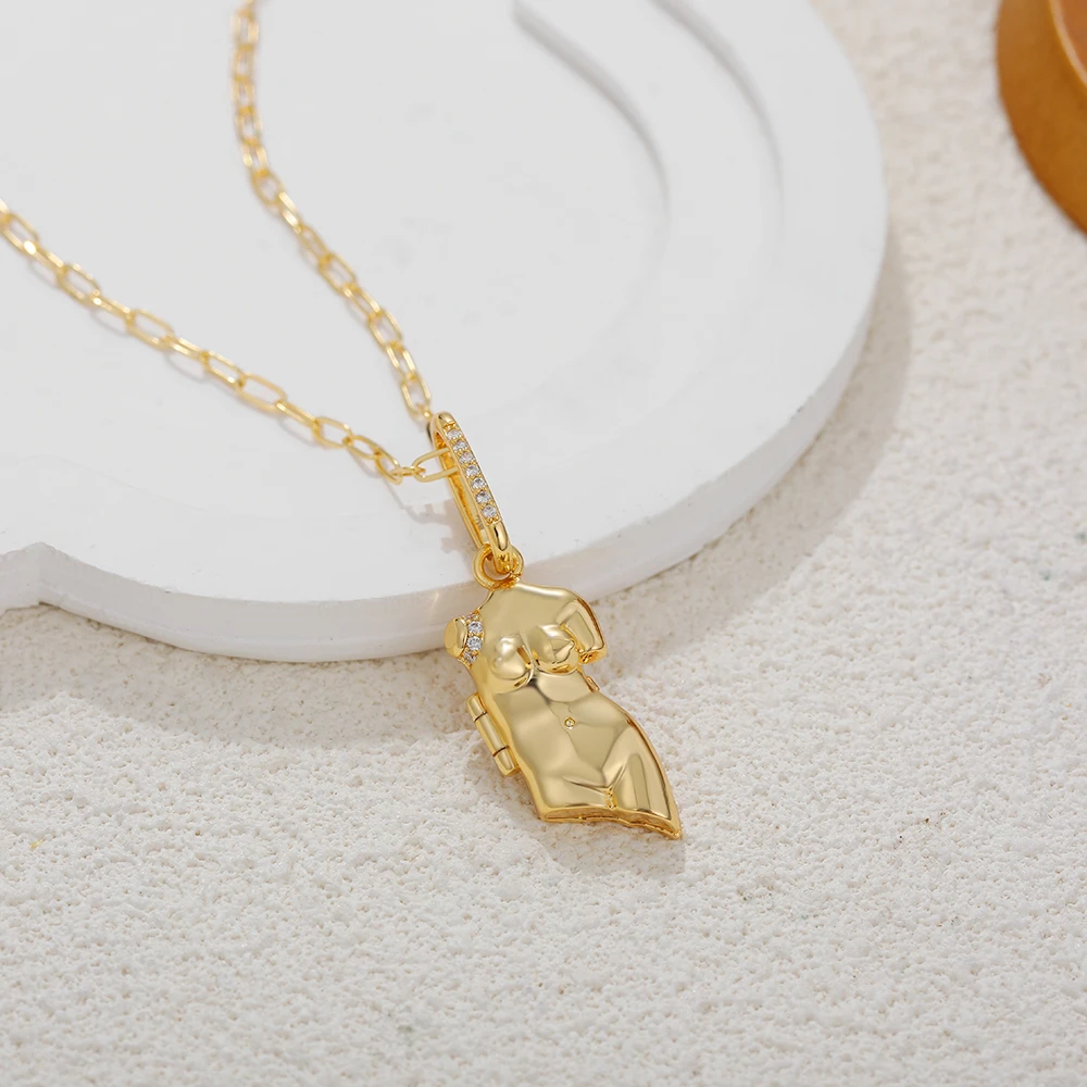 Punk Sleek 18K Gold Plated Body Chain Neckalce Openable Sexy Body Paper Clip Chain for Women Stainless Steel Unique Jewelry Gift