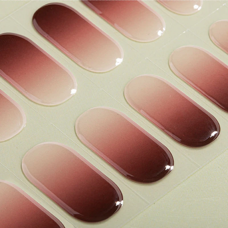 Semi-cured Gel Nail Sticker Full Cover Nail Decals Polish Gel Gradient Cat Eye Art Sticker Manicure UV Lamp Need