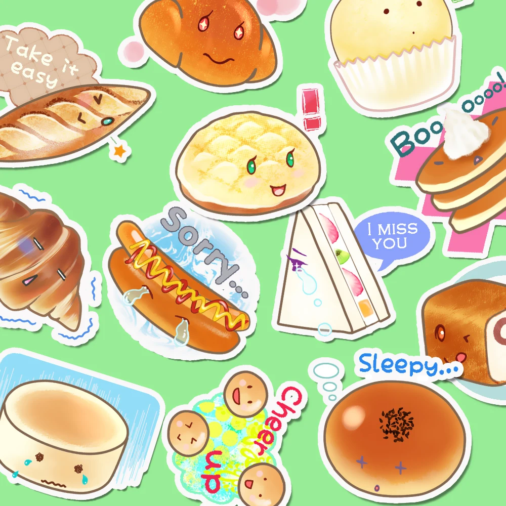 

40PCS Kawaii Bread Planner Stickers Small Adhesive Decal DIY Craft Gift for Journal, Notebook, Calender, Laptop