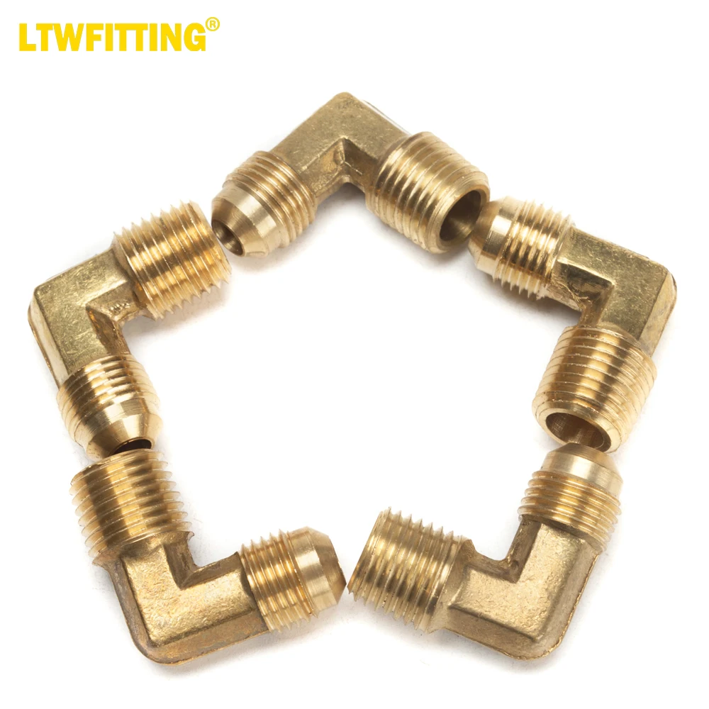 

LTWFITTING Brass Flare 5/16" OD x 1/4"Male NPT 90 Degree Elbow Tube Fitting (pack of 5)