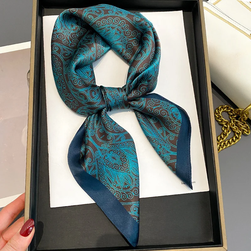 Paisley Print Square Scarf Sunscreen Neck Kerchief UV Protection Head Wrap Women Fashion Accessory