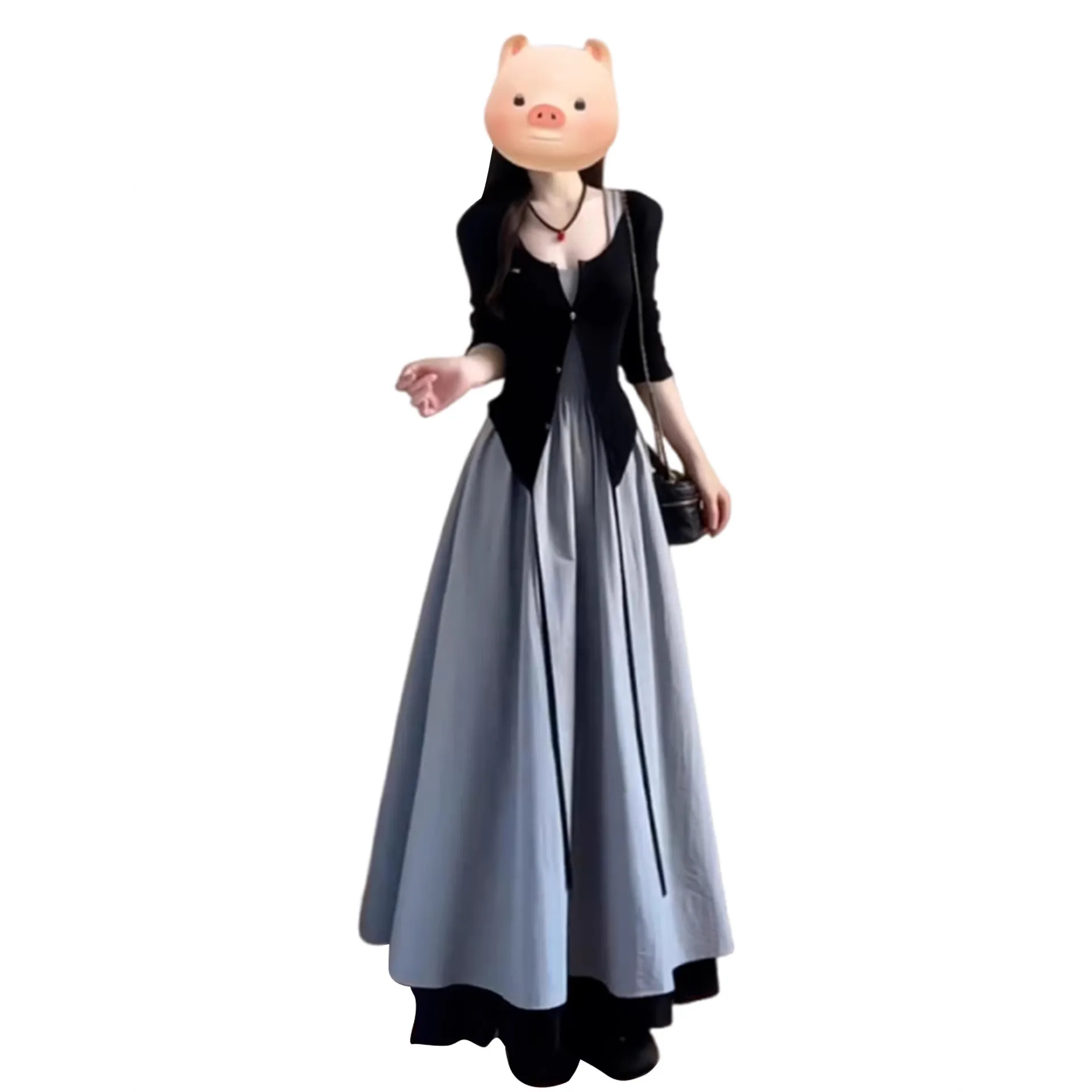 French Style Belted Midi Dress Set Women's Spring Autumn 2026 Elegant Slimming Beautiful Long Skirt Ensemble High Waist Round... 5