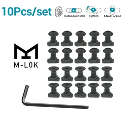 10Pcs M-LOK Screw Nut Replacement Set for MLOK Handguard Rail hand finger stop light mount tactical Hunting Gun Accessories
