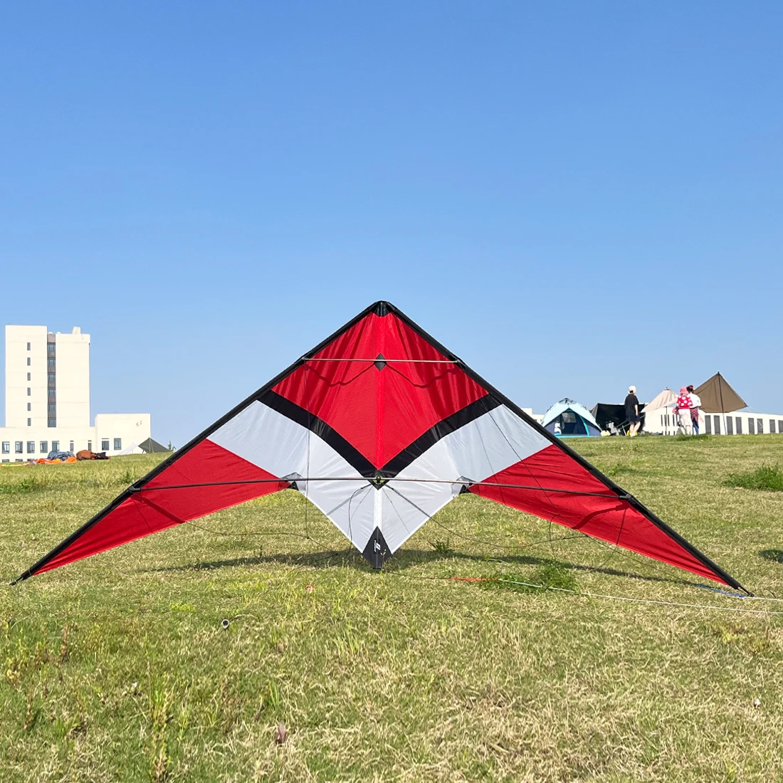 Freilein 2.2m 2 Line Stunt Kite Flying With Sound Beginner Acrobatic Sports Kite Wrist Strap+2 x 30m x 150lb Spectra Lines + Bag