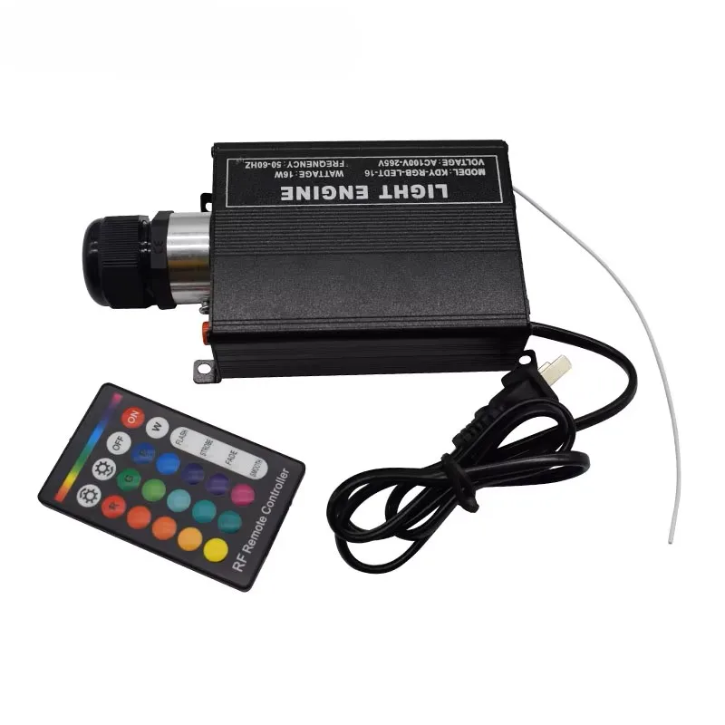 16W RGB LED Light Engine 24key RF Remote LED Fiber Optic Light With PMMA Fiber Optic Cable For Ceiling Decoration