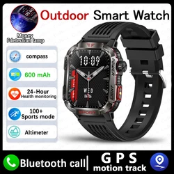 Military-Grade Outdoor GPS Smartwatch with Flashlight & Waterproof Features (Black silicone belt)