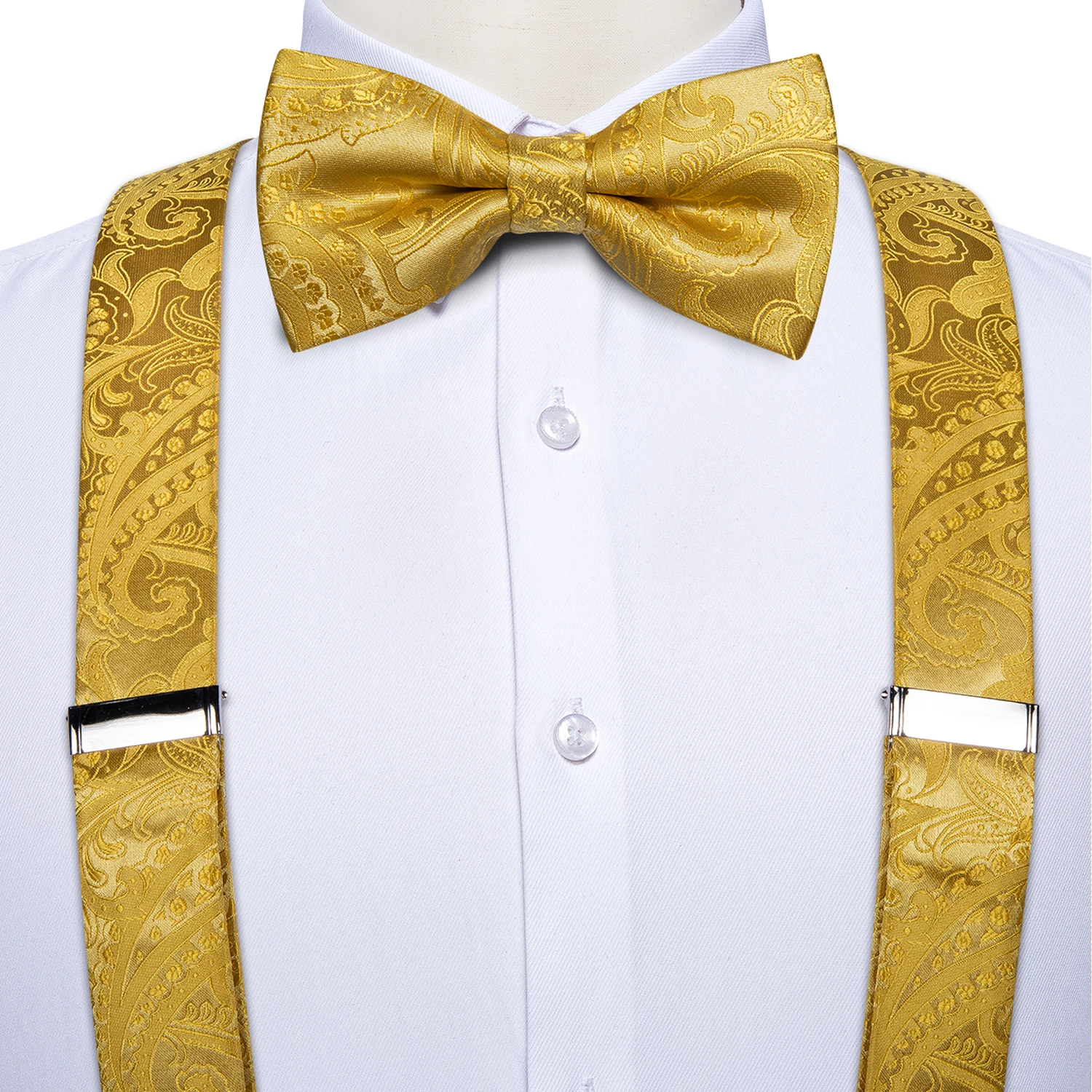 Doloise Bretelle da uomo Bowtie Set Elastico Y Forma Stile
