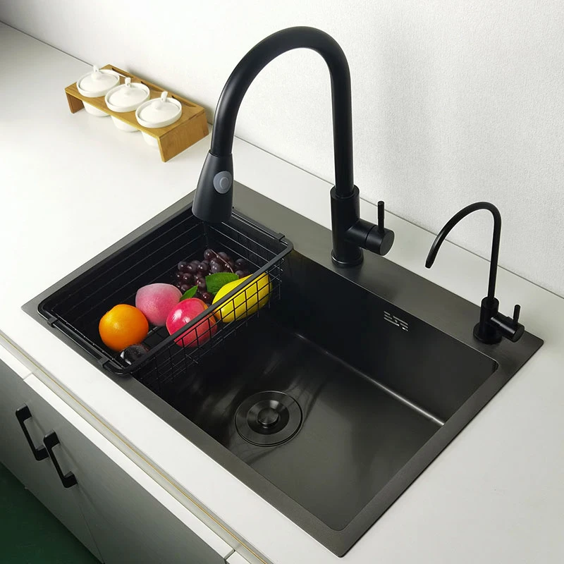 matte black kitchen sink above counter or udermount vegetable washing basin sinks dark grey stainless steel seamless welding pia 3