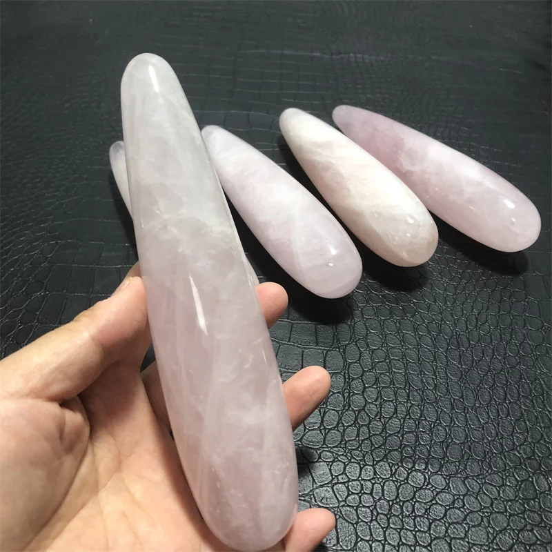 女性のための天然ローズクォーツクリスタルの杖,ピンクの宝石,美容バー