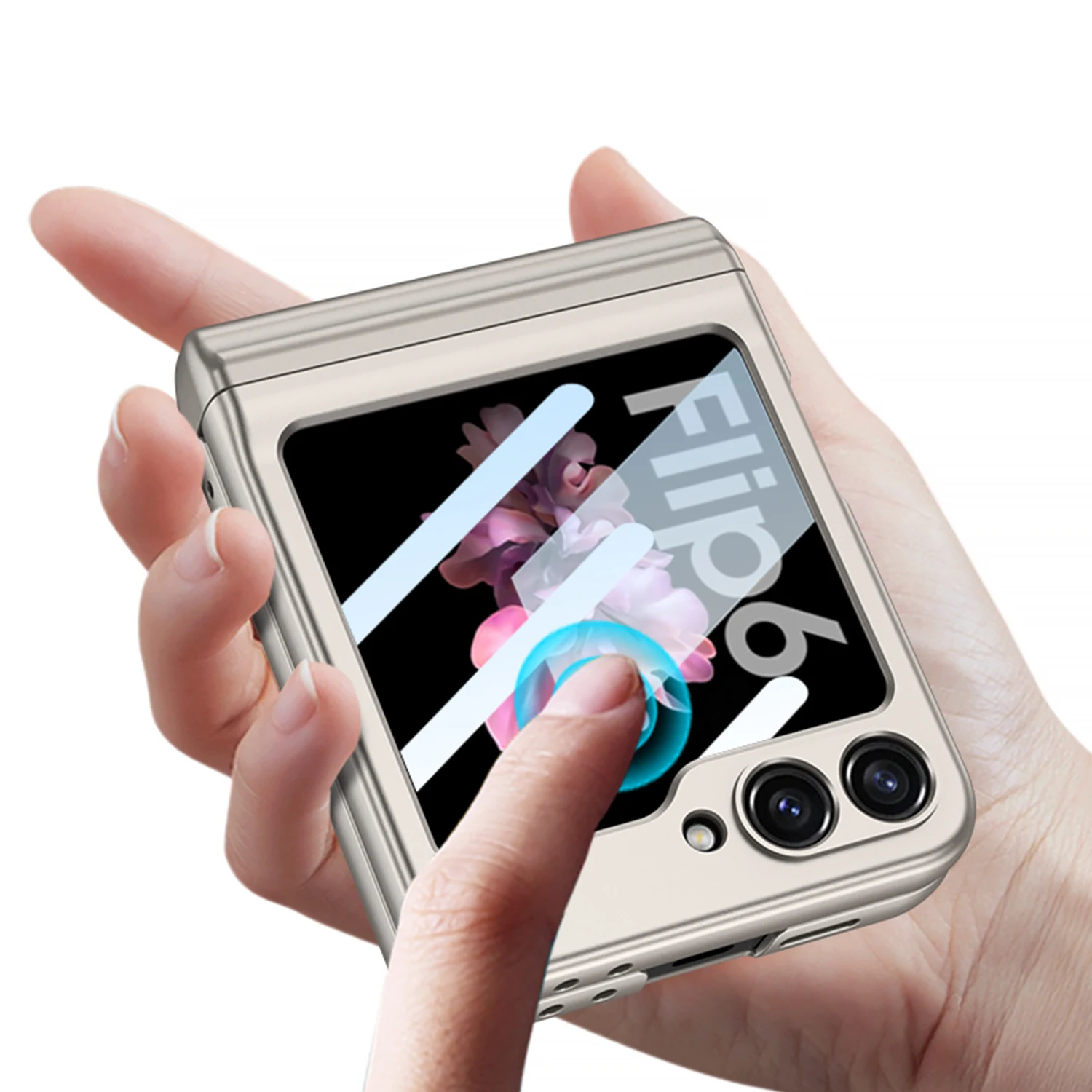Luxury Magnetic Invisible Pen Slot Slim Matte Phone Case with Screen Film for Samsung Galaxy Z Flip