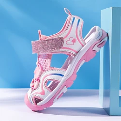 2022 Girls Sandals Student Kids Summer Fashion Children Beach Shoes Outdoor Sandales Cartoon Clogs Pink Sandalias Butterfly