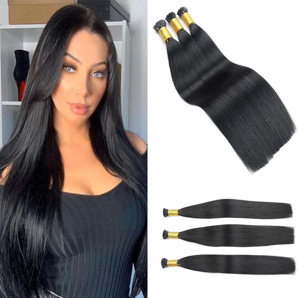 Factory Double Drawn Raw Virgin Russian Cuticle Aligned Hair Italian Keratin Stick I Tips Human Hair Extensions 100g