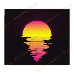 Fuzhen – autocollants anti rayures, accessoires extérieurs pour voiture, Orange néon, coucher de soleil, moto, planche de surf 