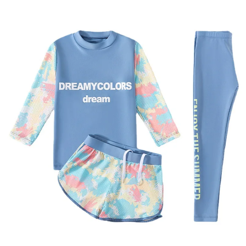 Kids Girls Rash Guard Swimming Outfit Swimsuit Swimwear Summer Sun Protection Quickly Dry Long Sleeve Pants Sets Surf T-shirt