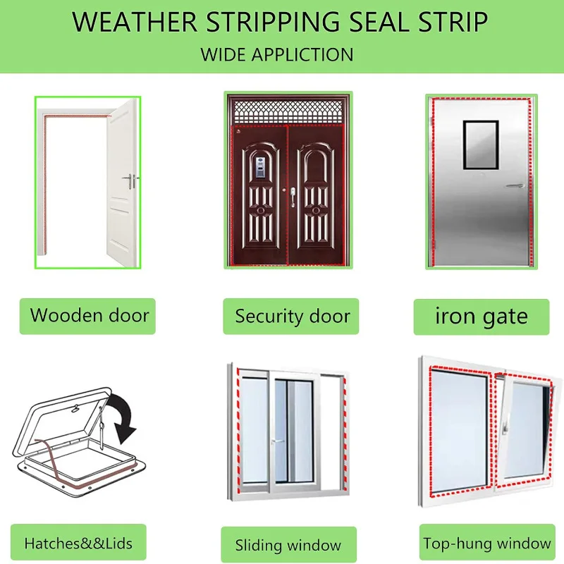 Sealing Strip 1 Piece Security Door Access Door Window TPE Weatherproof Anti-Collision Sound Insulation Self-Adhesive