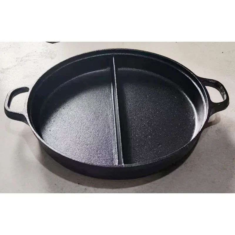 Cast Iron Double Ears with Small Pan Pan Along The Flat Bottom Iron Griddle  32CM - AliExpress