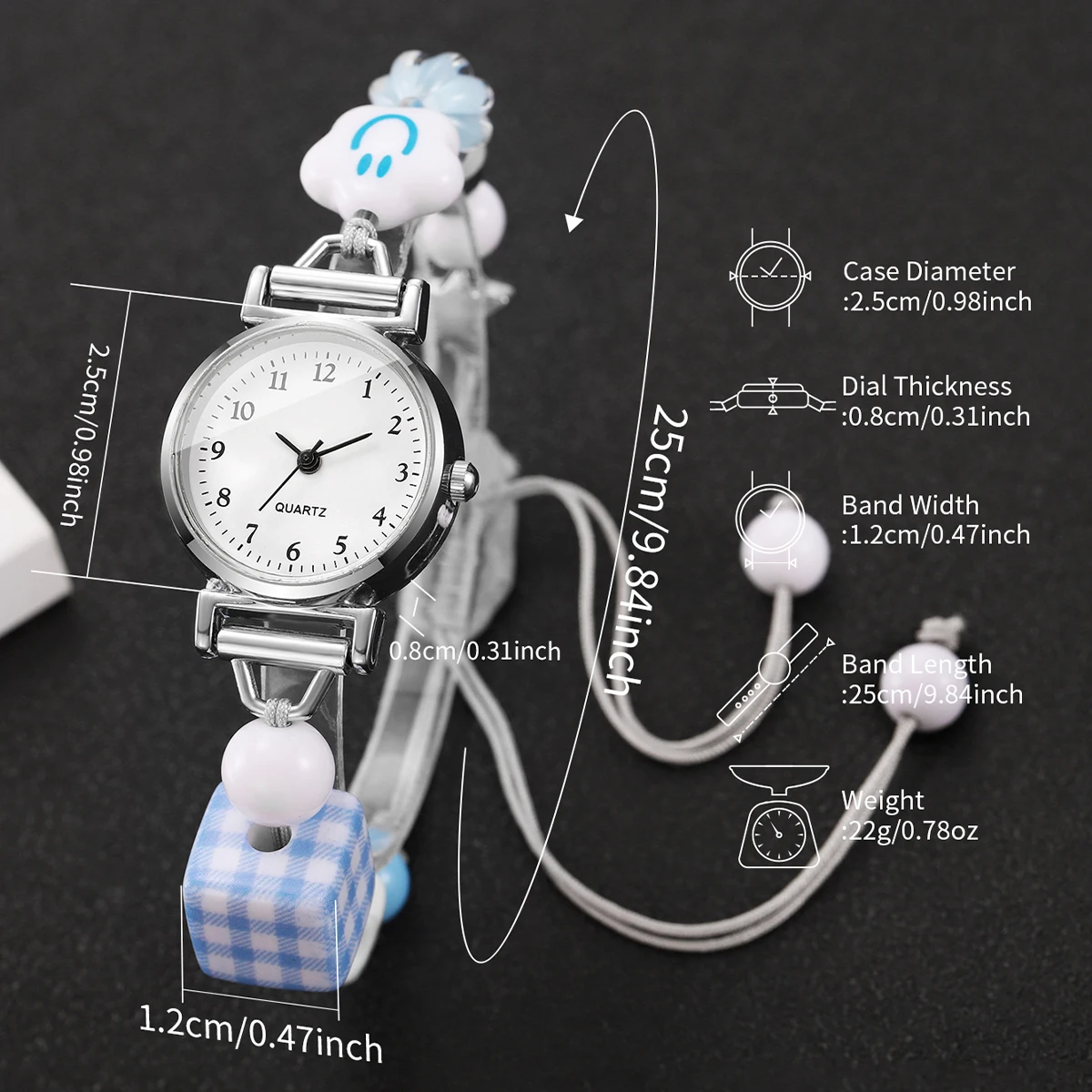 New College Style Women's Watch Sweet Diversified Round Dial Student Leisure Pulling Rope Strap Quartz Watch (Box Not Included)