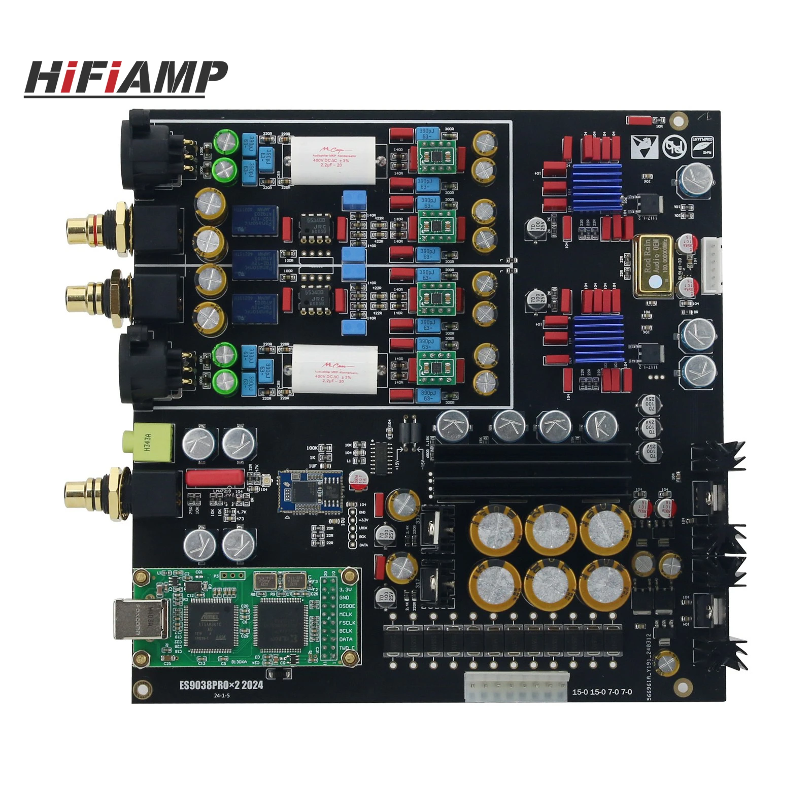 HiFiAMP 듀얼 ES9038PRO 디코더 보드 DAC 보드 DSD 384K Amanero USB 블루투스 5.0 무손실 광섬유 동축 디코더
