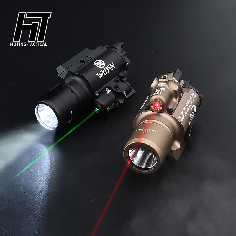 

Tactical Surefir X400 X400U 600 lumens Hanging Flashlight Red/Green Laser Combo Weapon Light Mounted For Hunting 20mm Rail X300