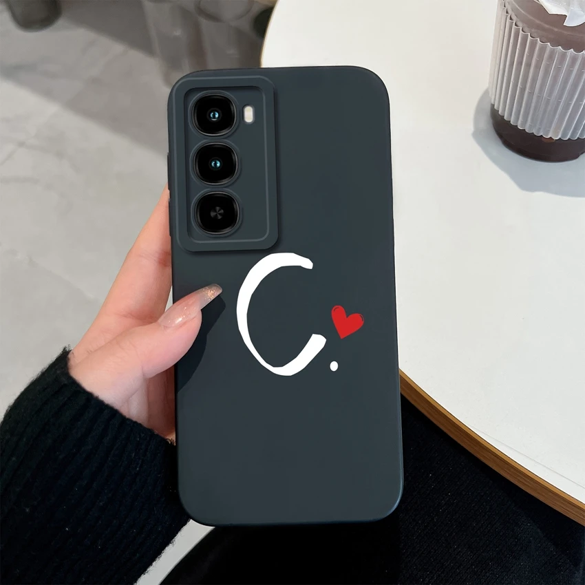 Cute Couple Letters Pattern Lens Protection Soft Silicone Advanced Anti-Fall Fingerprint Resistant Phone Case