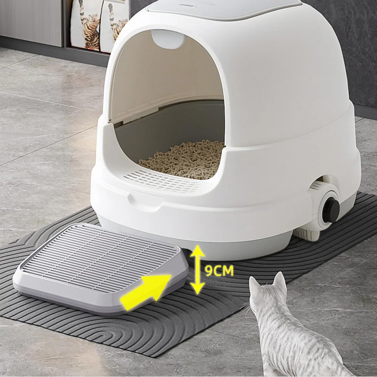 Litter Box Step Cat Litter Catcher Ramp Box Double Layer Elevated Tray With Filter Function Non-Slip Trapper Easy Cleaning tool