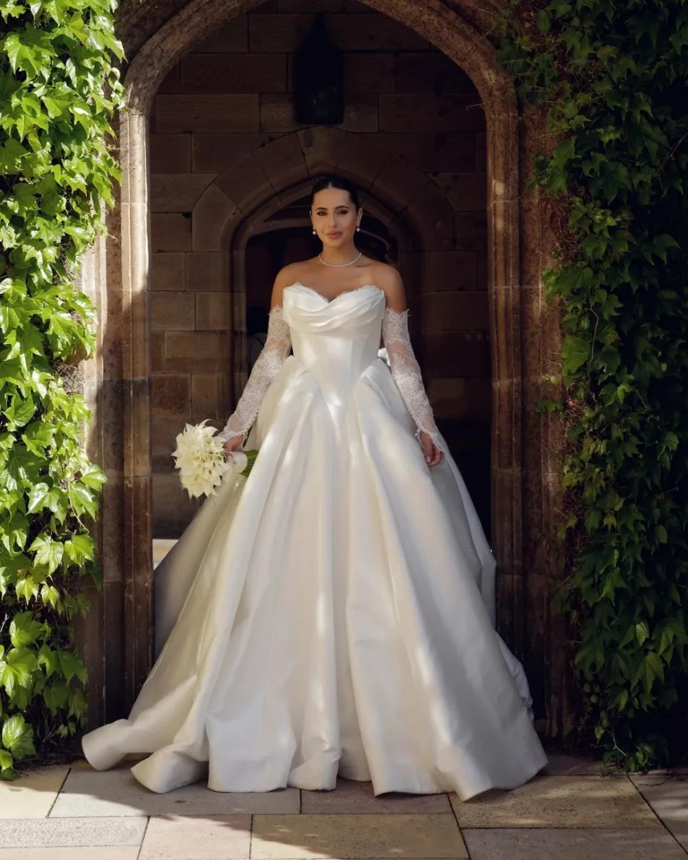 sachin and babi light blue dress Elegant Long A-Line Sweetheart Lace Satin Wedding Dresses