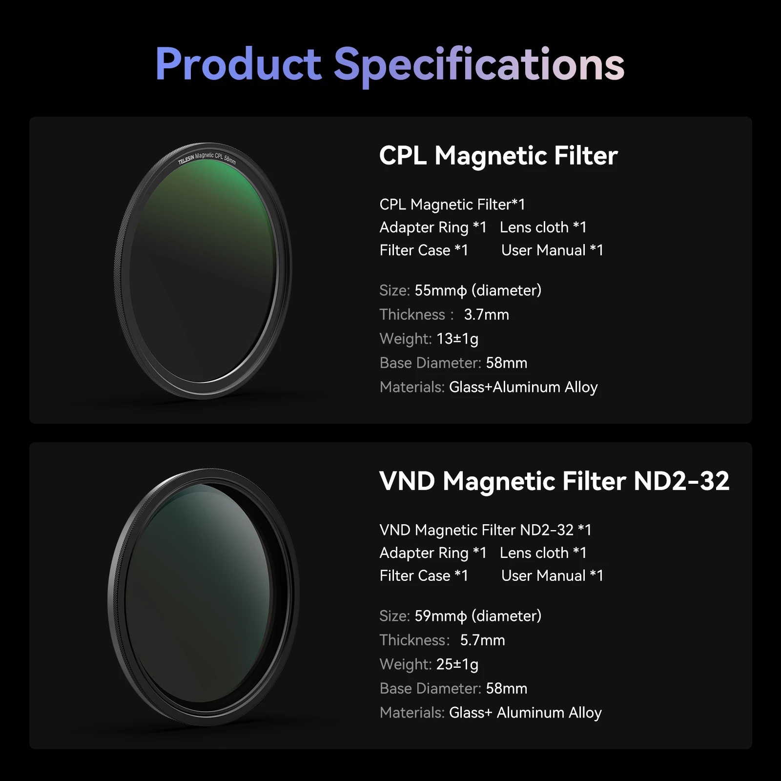 TELESIN Phone CPL VND Filter For iphone 15 pro 15 pro max Phone Protective Case Lens Filter Accessories camera lens filter circular polarizing filter variable nd filter phone lens filter photography filter