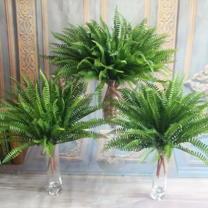Artificial Flower Plastic Lifelike Artificial Fern Foliage Bush Plants
