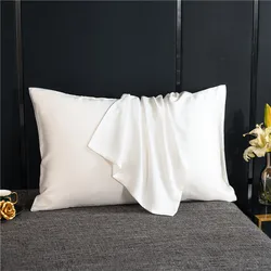 Luxurious Natural Mulberry Silk Pillowcase - Solid Color Envelope Design, 50x70 cm - Custom size 1pc (White)
