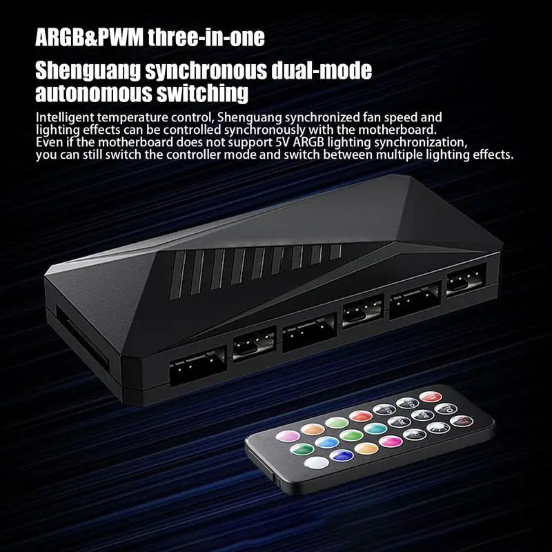 

PC Fan Hub ARGB Hub Splitter Remote Control PWM 5V Fan Controller RGB Fan Controller Hub For Enhanced Cooling Vibrant PC Case