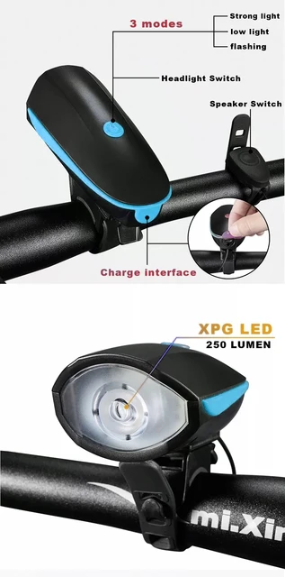 Headlight Rechargeable Bicycle Horn And Light Rechargeable