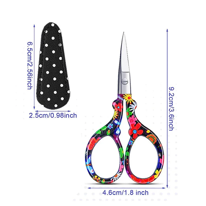 날카로운 자수 바느질 가위, 가죽 가위 커버 포함, 바느질 공예, 수공예 DIY 도구, 3.6 인치