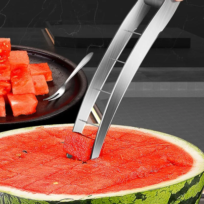 Watermelon Slicer Stainless Steel Cube Cutter Safe Fruit Knife for Kitchen