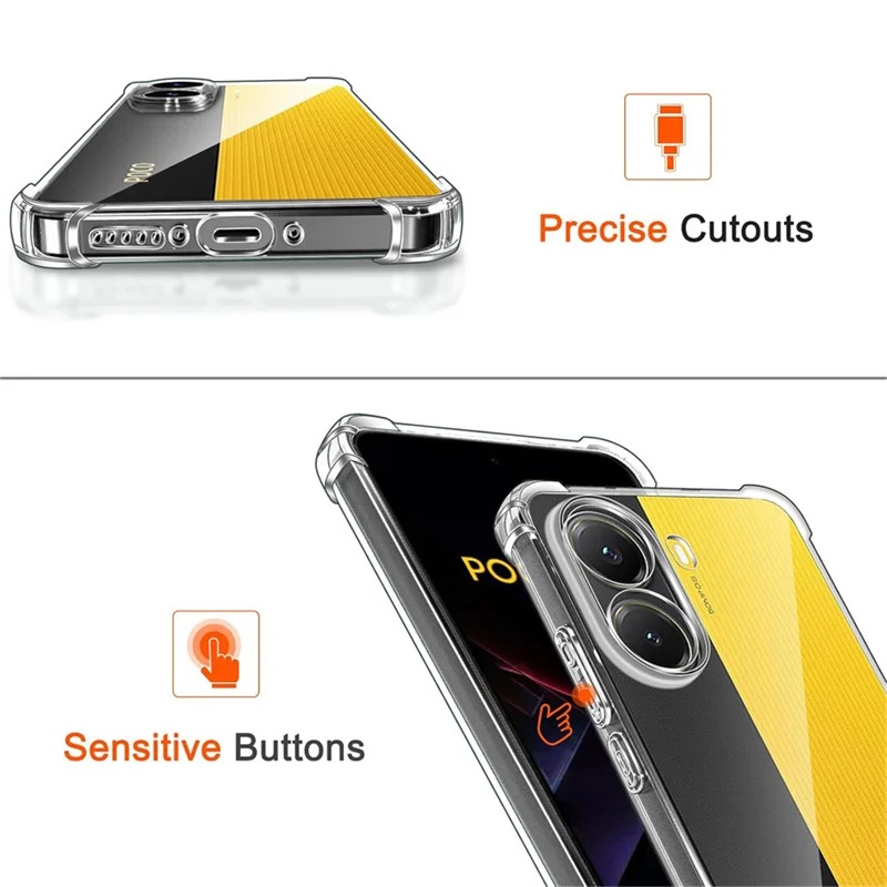 3-in-1、ケース+強化ガラス Poco X7 Pro 5G ソフトクリア耐震