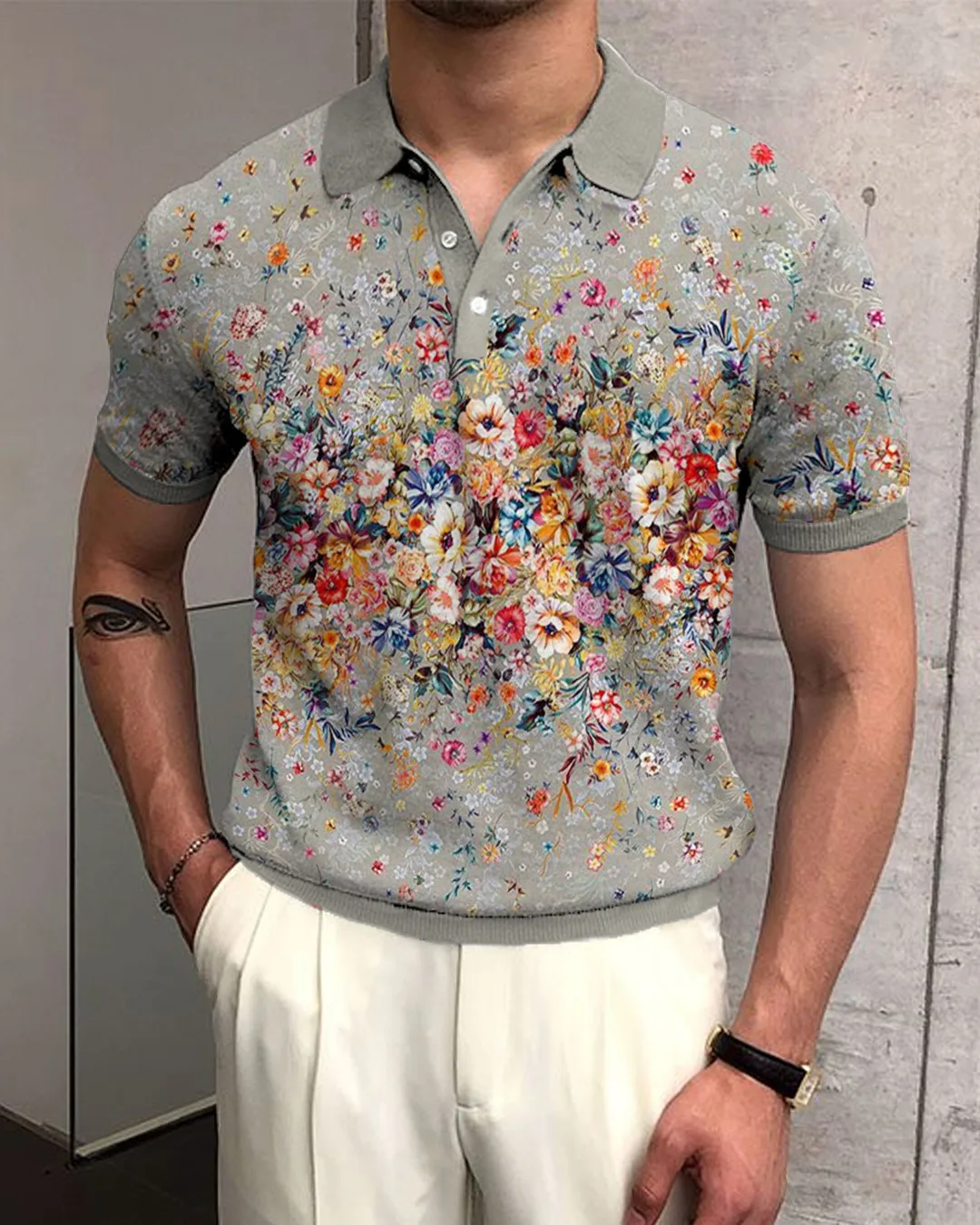 Beautiful Flowers 3D Printed Summer Men's Button Down Collar Polo Shirts Casual Tops Oversized Short Sleeve Trend Men Clothing