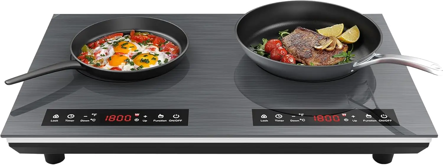 Double Induction Cooktop, 24 inch 4000W Electric cooktop with hot plate, induction stove top with LED Touch Screen 9 Levels