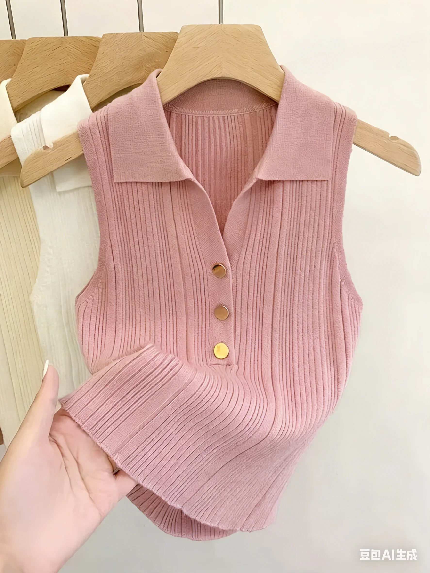 Top Corto da Donna in Maglia a Costine Elasticizzata con Colletto Polo e Bottoni Frontali, Vestibilità Aderente, Stile Tennis Estivo per Ragazze - immagine 6
