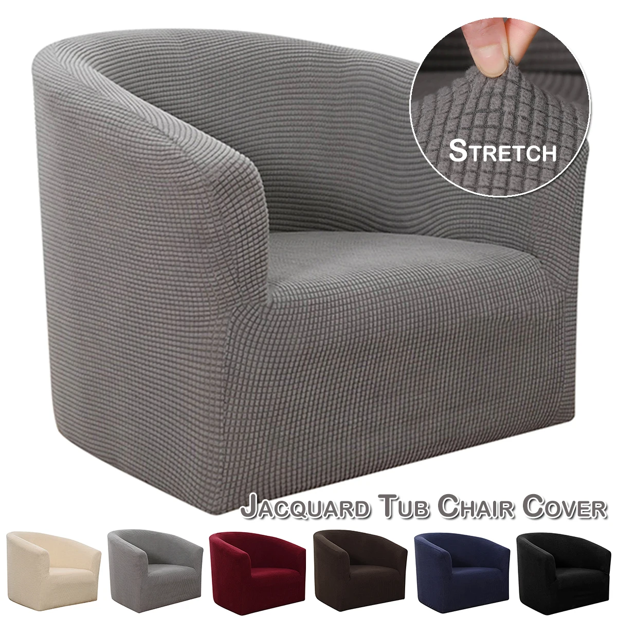 Jacquard Tub Chair Slipcovers Pub Club Sofa Shield Fitted Stretch Armchair Accent Chair Barrel Furniture Protector Couch Covers chair cover sofa cover furniture cover