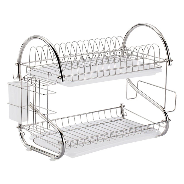 Vintage Wire Dish Drainer Chrome Dish Rack 2 Tier Dish Drying Rack