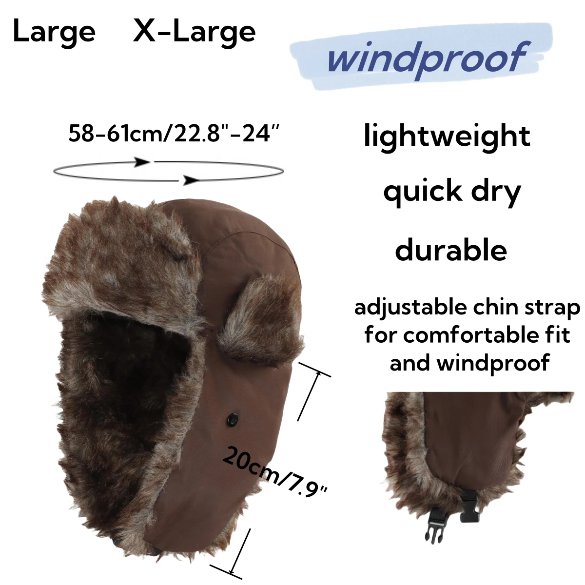 Connectyle Trapper Hat Warm Faux Fur Winter Hat with Ear Flaps Windproof Waterproof Snow Ski Hats for Men Women Cold Weather 2